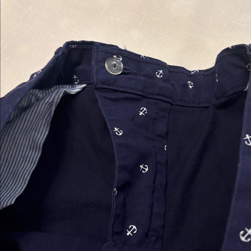 Tommy Hilfiger Dark Blue Anchor Chino Cuffed Pants SZ 12 casual cotton nautical - Picture 10 of 12